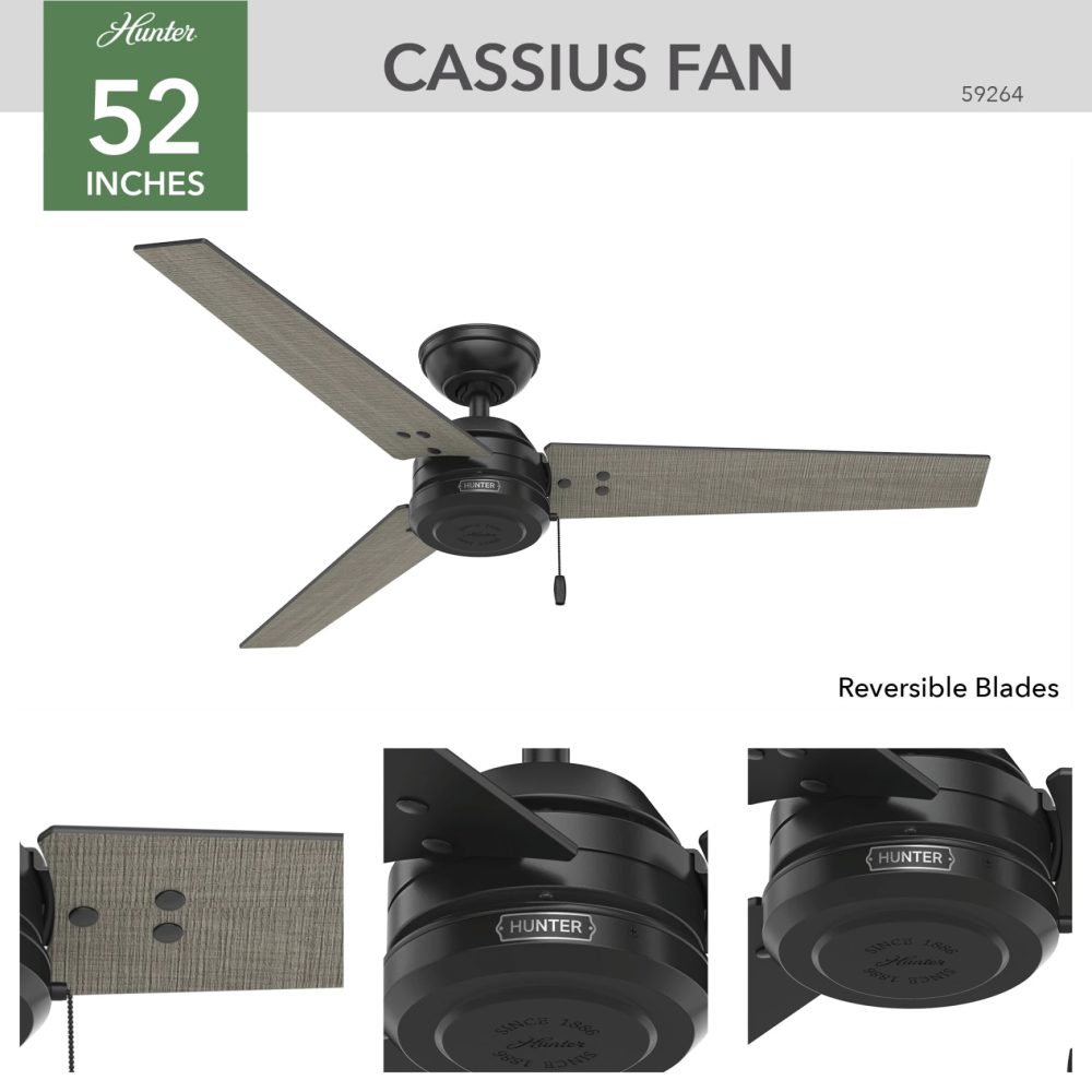 59264 Cassius カシアス　Mブラック　ハンターシーリングファン画像　ハンターストア㈱