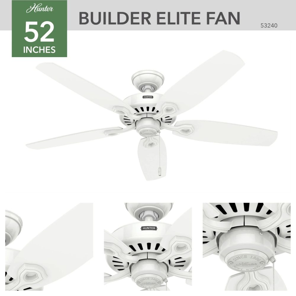 53240 ビルダーエリート　スノーホワイト　Builder-Elite　ハンターシーリングファン画像　　ハンターストア
