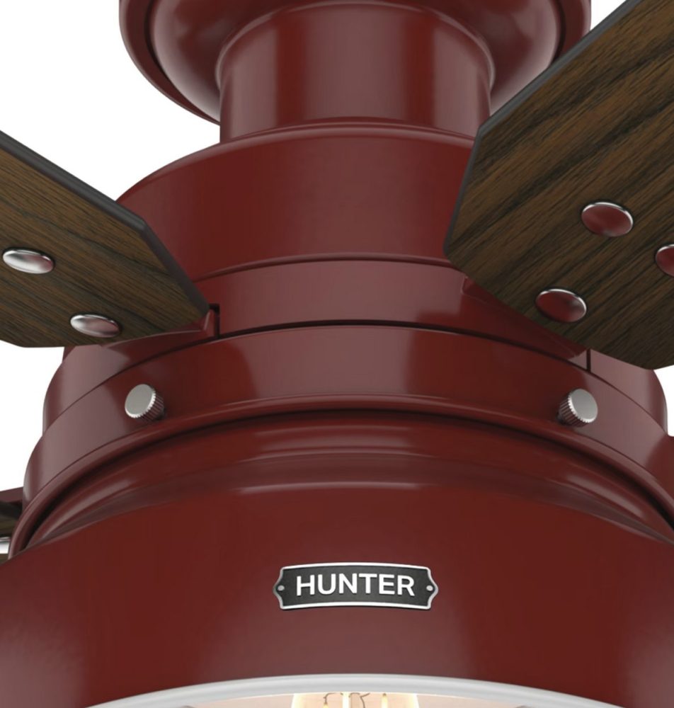 ミルバレー　レッド　ハンターシーリングファン　ライト付き　Hunter Fan　ハンターファン　画像　