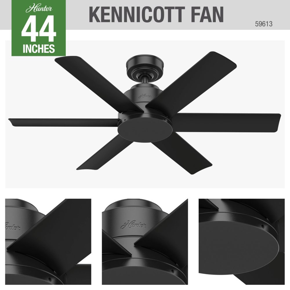 ケニコット　Mブラック　44インチ　ハンターシーリングファン画像.