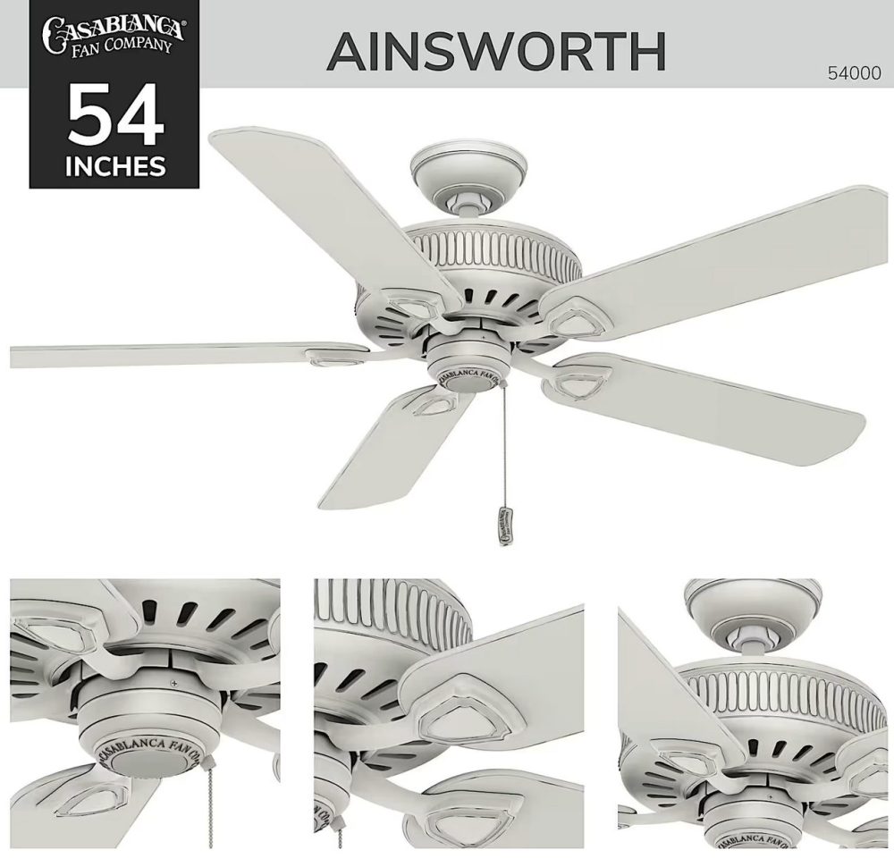 カサブランカ　シーリングファン　画像　Ainsworth 54 inch　White | Item 54000 