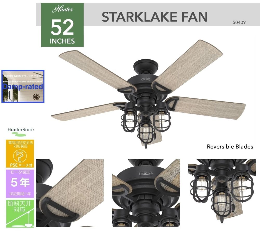 ハンターシーリングファン　画像　品番50409「スタークレイク ナチュラルアイロン」　ハンターストア㈱