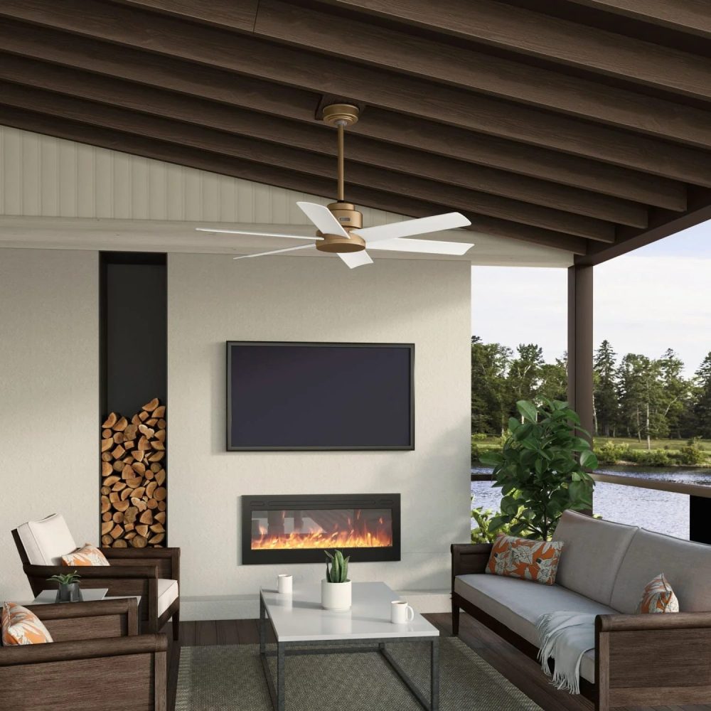 50063_ケニコット 52インチ　Luxe Gold　ハンターシーリングファン画像　設置イメージ画像１